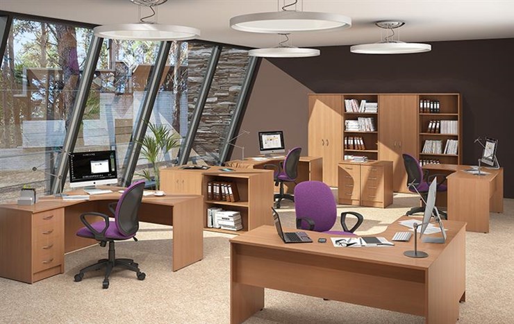 Комплект офисной мебели IMAGO три стола, 2 шкафа, стеллаж, тумба в Тамбове - изображение 2